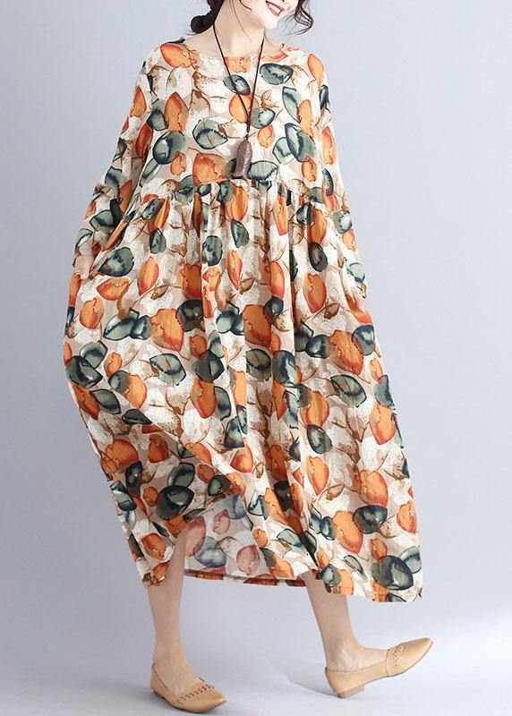 Vivid Prints Dotted Cotton Tunics for O Neck Cotton Summer Dress