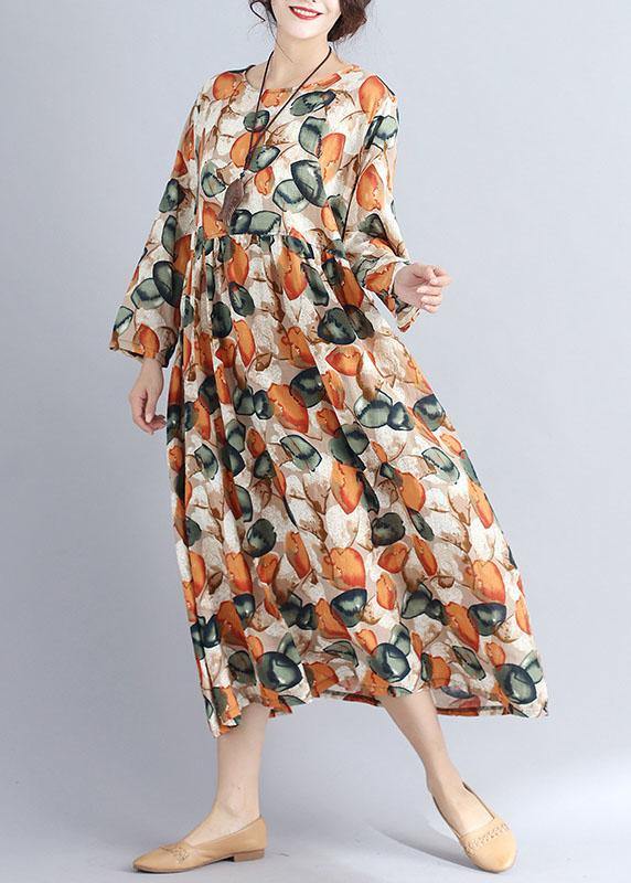 Vivid Prints Dotted Cotton Tunics for O Neck Cotton Summer Dress