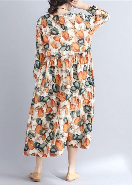 Vivid Prints Dotted Cotton Tunics for O Neck Cotton Summer Dress