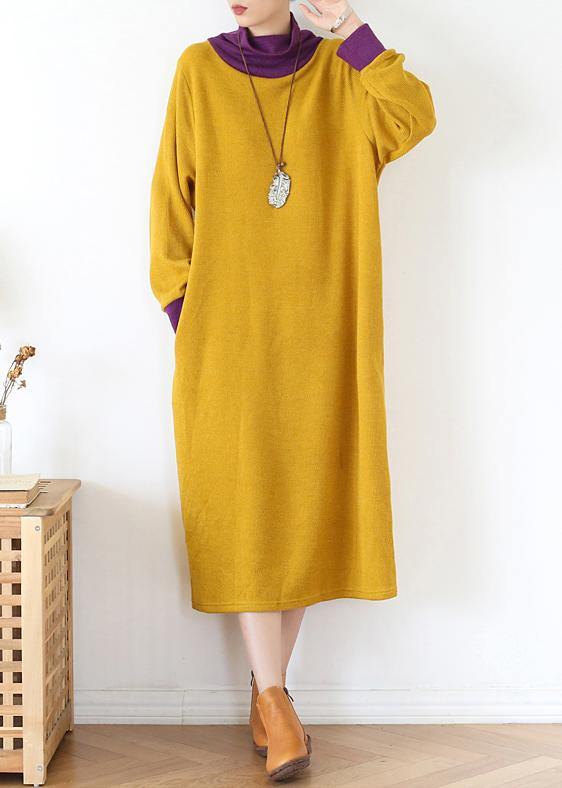 Diy High Neck Patchwork Tunics Inspiration Black Loose Dresses