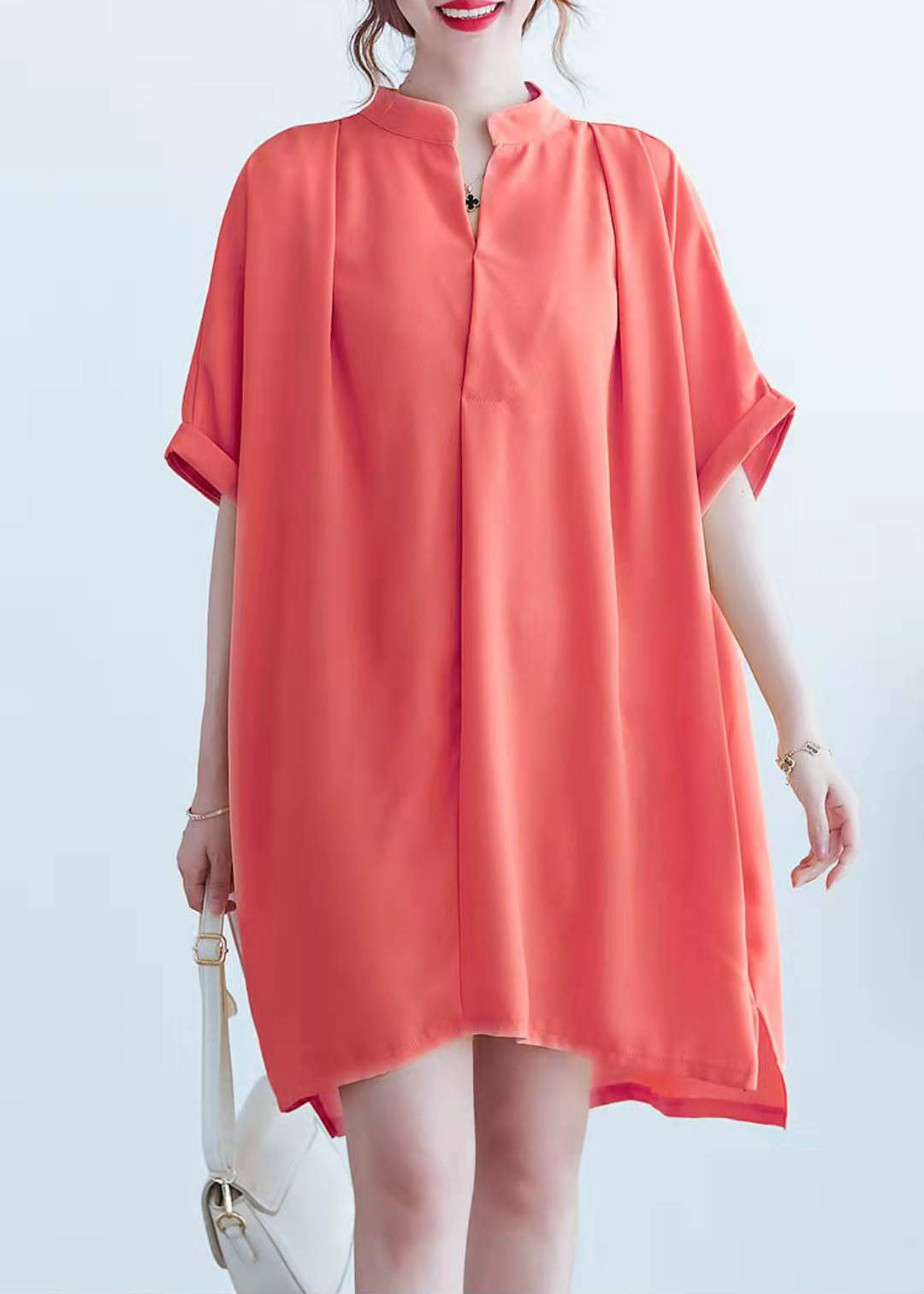 Vivid V Neck Chiffon Quilting Clothes White Chiffon Summer Dress