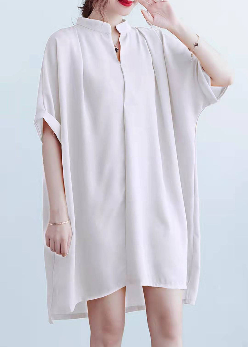Vivid V Neck Chiffon Quilting Clothes White Chiffon Summer Dress