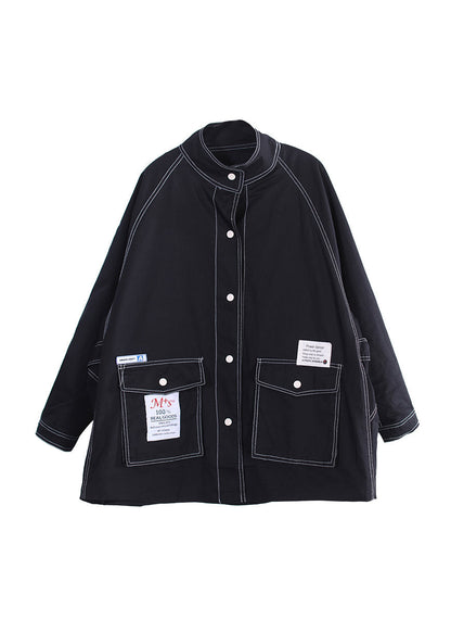 Vogue Army Green Peter Pan Collar Patchwork Button Coats Fall