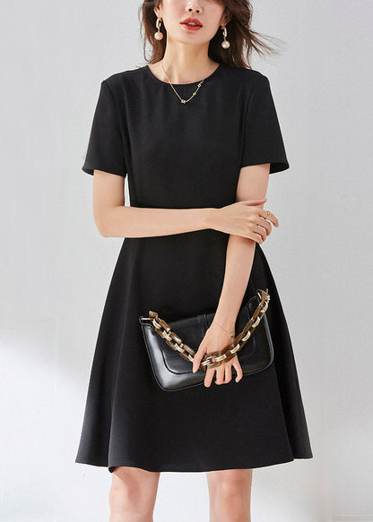 Vogue Black O-neck Mid Dress Summer
