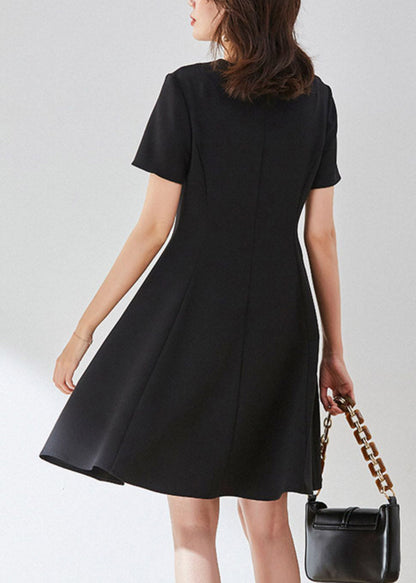 Vogue Black O-neck Mid Dress Summer