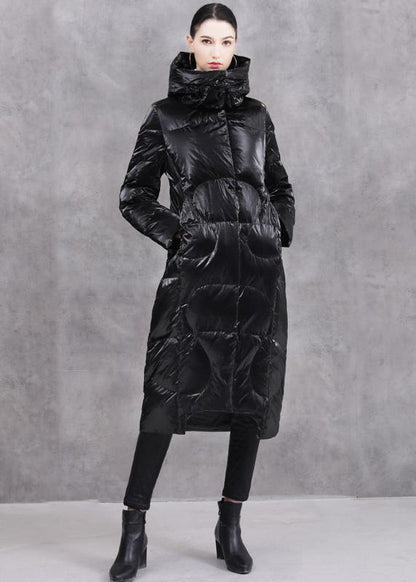 Warm Loose Fitting Winter Jacket Hooded Winter Outwear Black Winter Duck Down Coat
