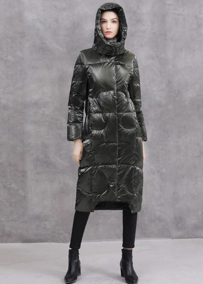 Warm Loose Fitting Winter Jacket Hooded Winter Outwear Black Winter Duck Down Coat