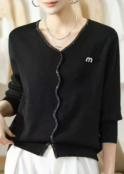 Warm Red V Neck Knit Sweaters Fall