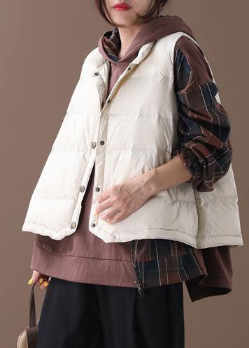 Warm Beige Parkas Snow Jackets Winter Stand Collar Sleeveless Outwear