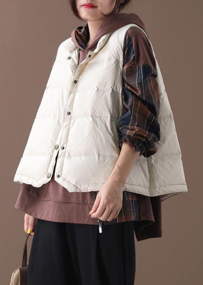 Warm Beige Parkas Snow Jackets Winter Stand Collar Sleeveless Outwear