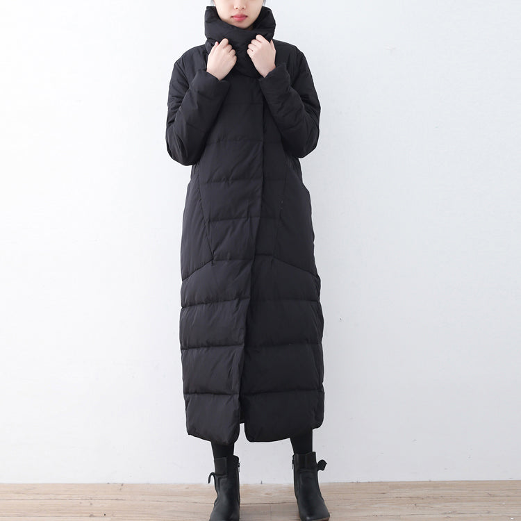 Warm Black Puffers Jackets Loose Fitting Down Jacket New High Neck Overcoat