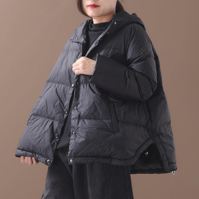 Warm Black Duck Down Coat Snow Jackets Hooded Thick Overcoat