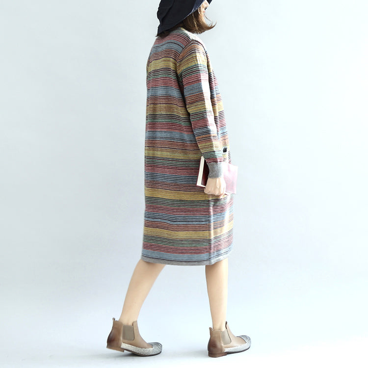 Warm Knit Outwear Rainbow Baggy Loose Long Sleeve Mid Sweater Cardigans
