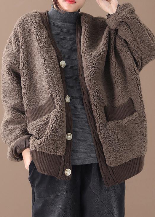 Warm Chocolate Parkas Winter Winter Coats V Neck Jacket