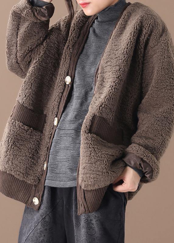 Warm Chocolate Parkas Winter Winter Coats V Neck Jacket