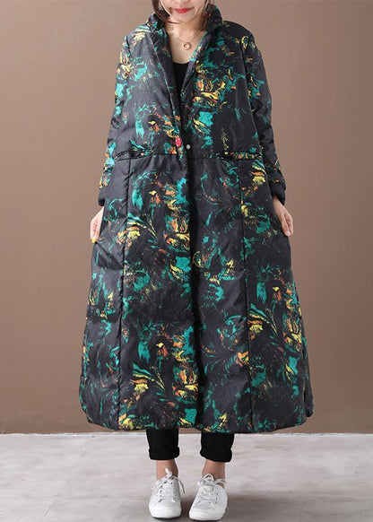Warm Winter Coat Oversize Stand Collar Large Hem Cotton Blend Coats