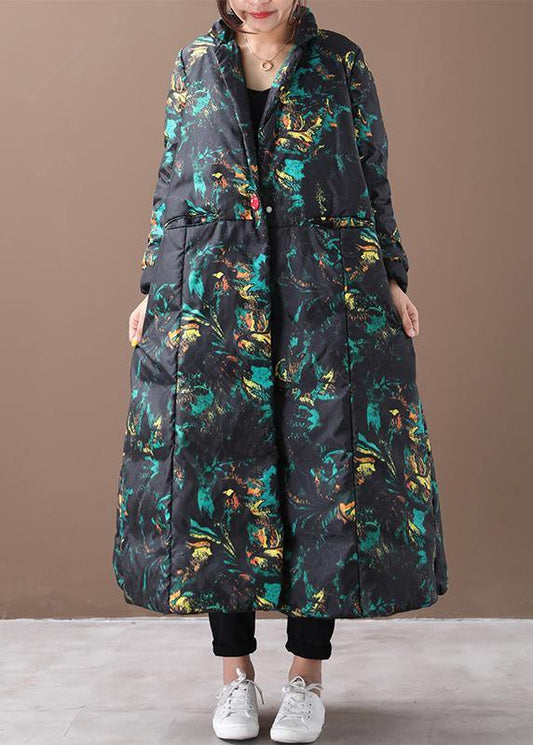 Warm Winter Coat Oversize Stand Collar Large Hem Cotton Blend Coats