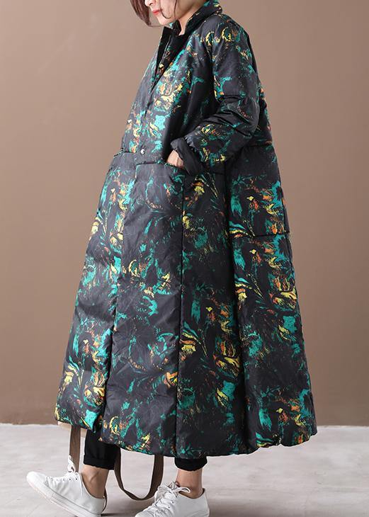 Warm Winter Coat Oversize Stand Collar Large Hem Cotton Blend Coats