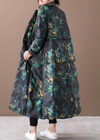 Warm Winter Coat Oversize Stand Collar Large Hem Cotton Blend Coats