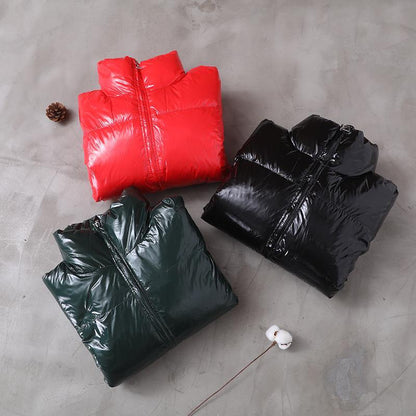 Warm Green Duck Down Coat Snow Jackets Hooded Stand Collar Overcoat