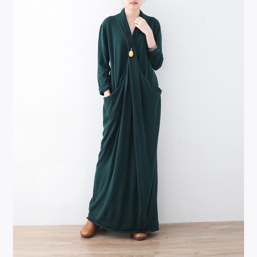 Warm Green Long Sweaters Loose Fitting Sweater Fine Asymmetric Winter Dresses