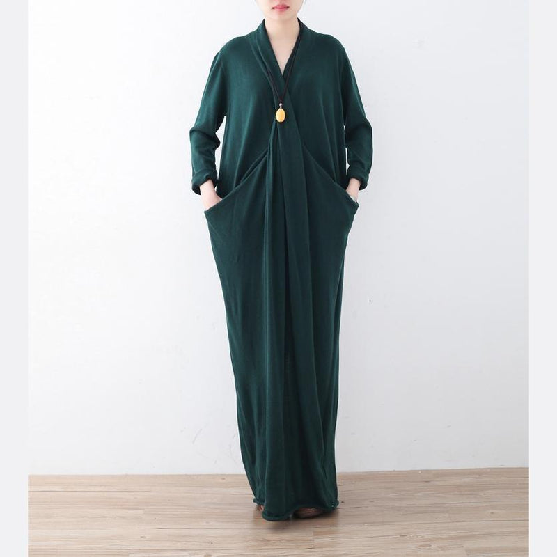 Warm Green Long Sweaters Loose Fitting Sweater Fine Asymmetric Winter Dresses