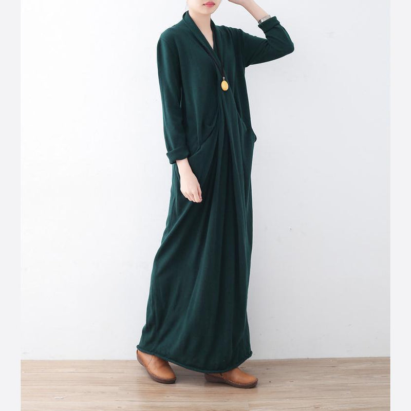 Warm Green Long Sweaters Loose Fitting Sweater Fine Asymmetric Winter Dresses