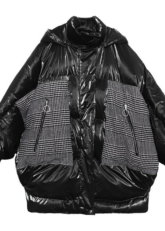 Warm Green Patchwork Winter Parkas Oversize Down Jacket Overcoat Hooded