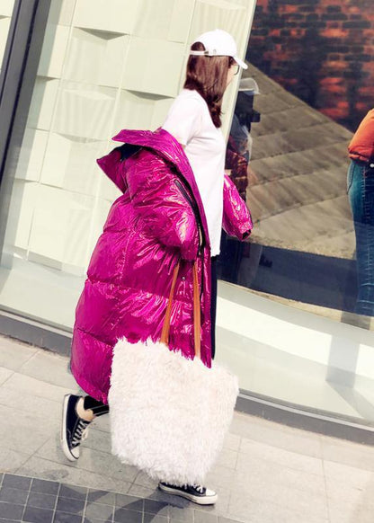 Warm Oversize Winter Jacket Coats Rose Hooded Zippered Down Jacket Woman