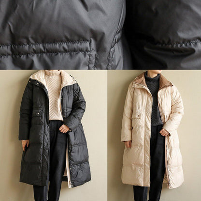 Warm Jackets & Coats Stand Collar Winter Outwear Beige Patchwork Coats