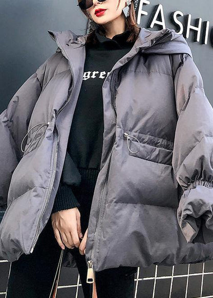 Warm Clothing Jackets & Coats Winter Coats Gray Hooded Winter Outwear