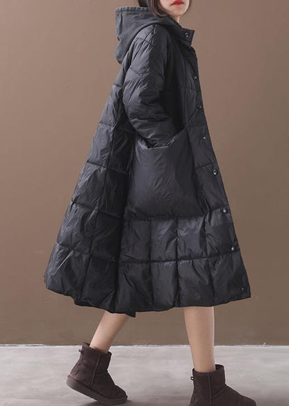 Warm Down Jacket Hooded Coats Black Winter Parkas