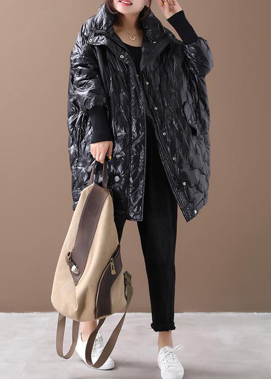 Warm Jackets Coats Black Stand Collar Zippered Goose Down Coat