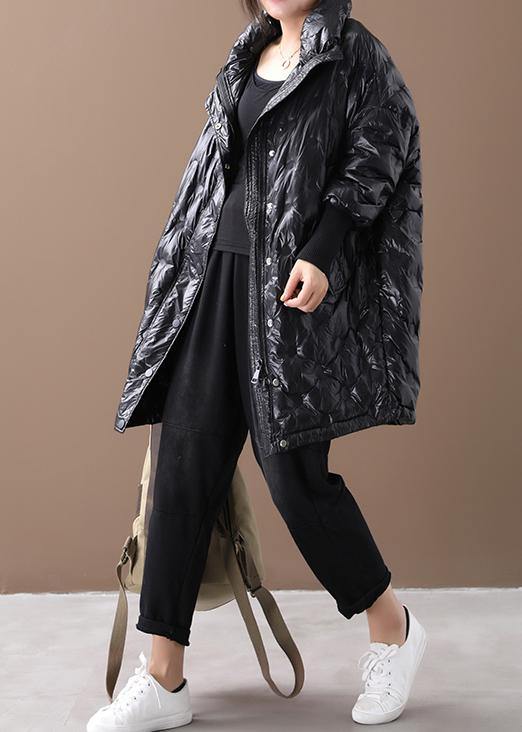 Warm Jackets Coats Black Stand Collar Zippered Goose Down Coat