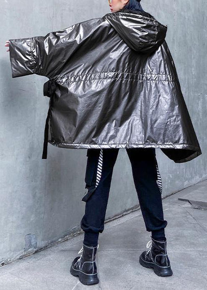Warm Warm Winter Coat Hooded Coats Gray Drawstring Outwear