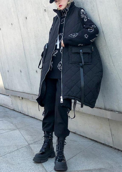 Warm Winter Outwear Green Stand Collar Pockets Sleeveless Parkas