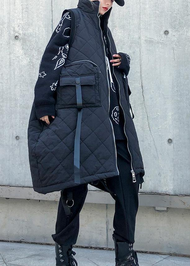 Warm Winter Outwear Green Stand Collar Pockets Sleeveless Parkas