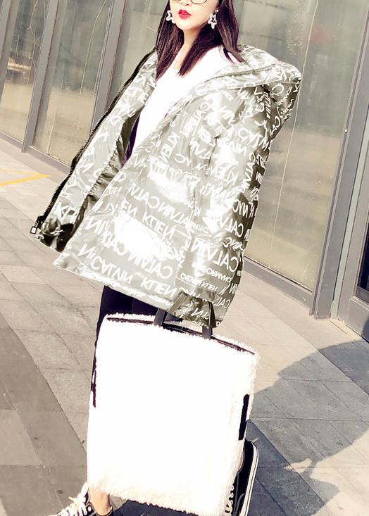 Warm Silver Letter Warm Winter Coat Down Jacket Hooded Pockets New Coats