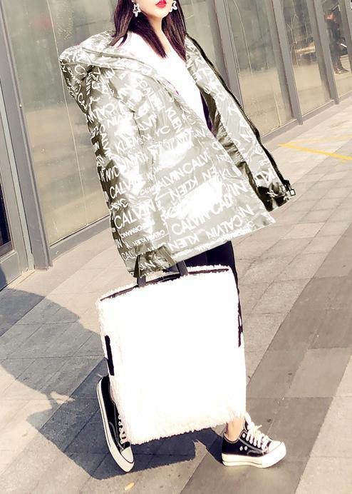 Warm Silver Letter Warm Winter Coat Down Jacket Hooded Pockets New Coats