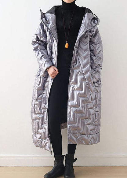 Warm Green Glossy Down Coat Winter Hoodedwomens Parka Thick Jackets