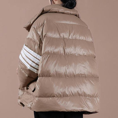 Warm Snow Jackets Overcoat Chocolate Stand Collar Zippered Goose Down Coat