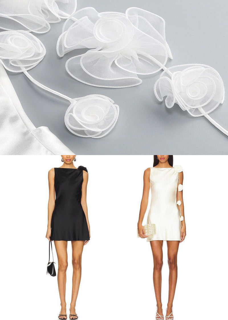 White Backless Silk Party Dress Zippered Summer