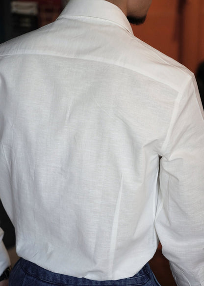White Button Loose Linen Fall Men Shirts Peter Pan Collar