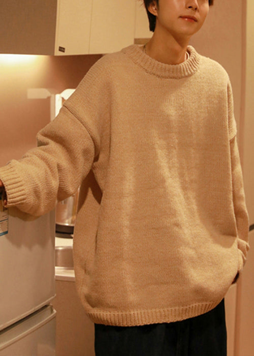 White Cozy Thick Knit Fall Sweaters O Neck