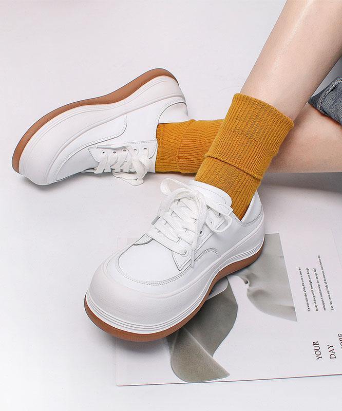 White Flat Shoes Faux Leather Cross Strap Flat Feet Shoes