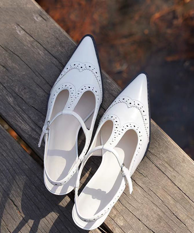 White Kitten Faux Leather Splicing Hollow Out