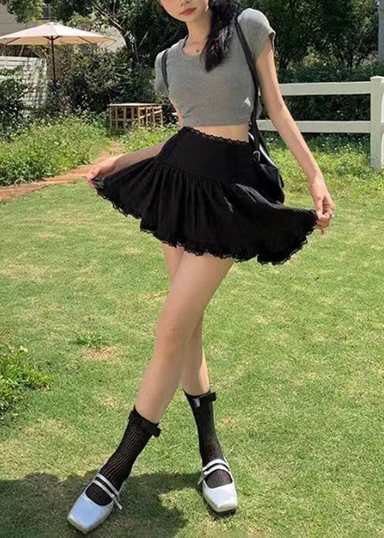 White Lace Pleated Short Skirt New for Summer