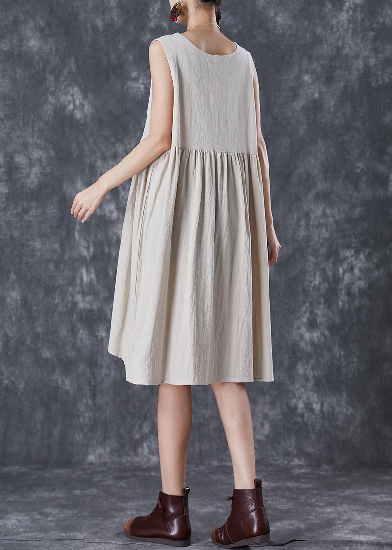 White Linen a Line Dress Exra Large Hem Button Summer