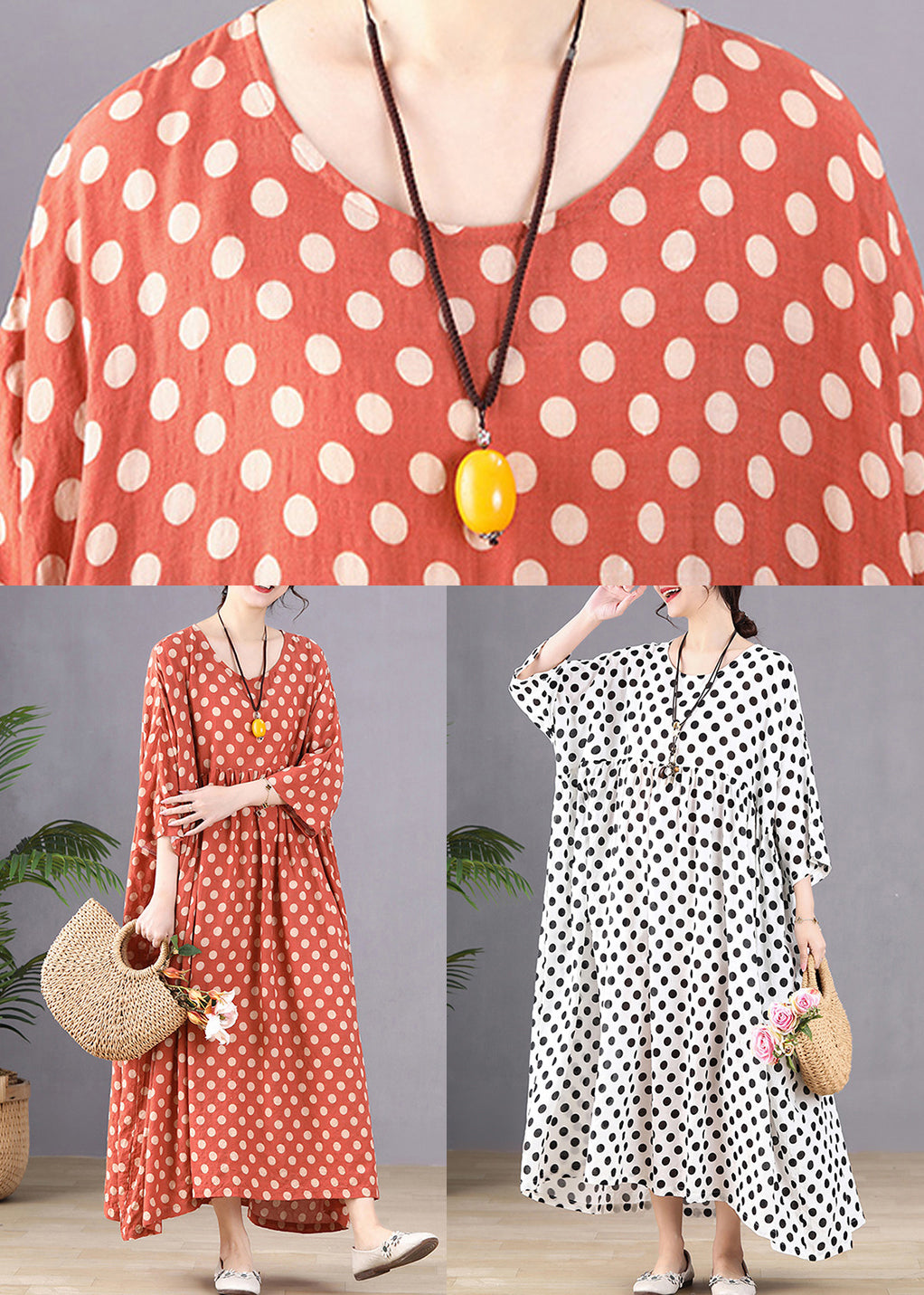 White O-neck Patchwork Maxi Dresses Spring