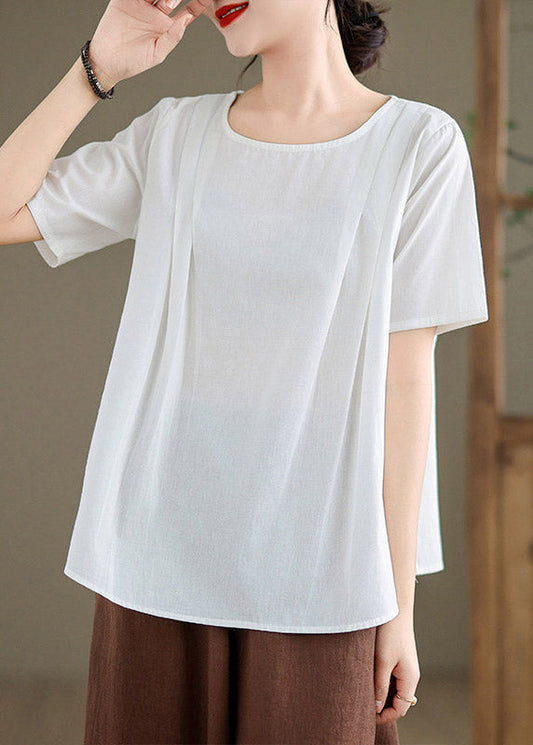 White O-neck Top Short Sleeve